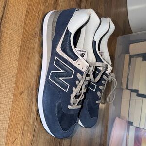 New Balance Men's Dark Blue and White Classic 574 Sneakers SIZE 12 - NEW
